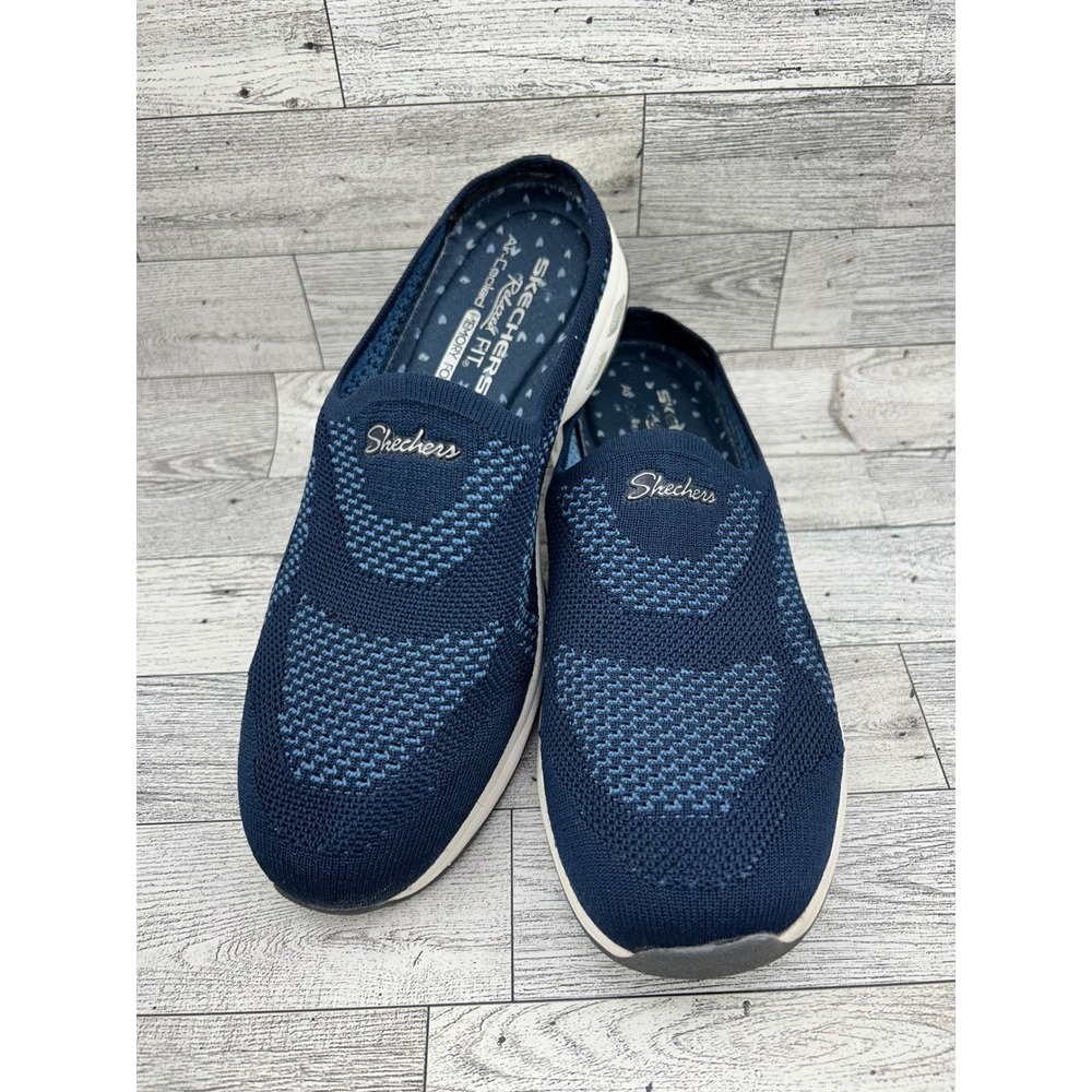 Skechers Relaxed Fit DLux Walker Navy Blue Mesh Slip On Mules 100310 Women Sz 7